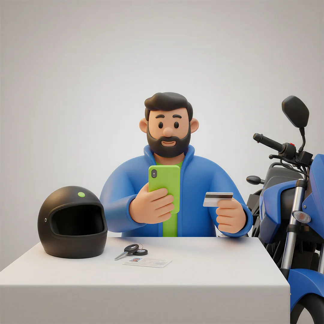 Casco, celular y documento listos para comprar SOAT de moto